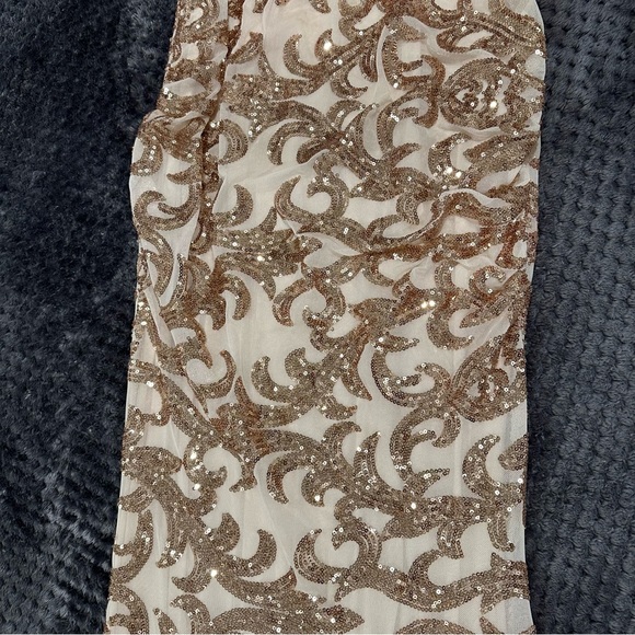 PinkBlush Maternity Ivory Gold Sequin Gown - Picture 5 of 7